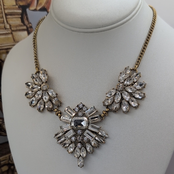 J. Crew Gold and Silver Statement Necklace with Floral Clusters - Picture 1 of 5